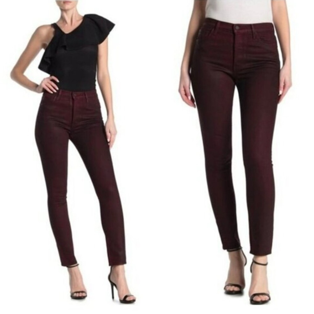 GRLFRND Karolina Coated High Rise Skinny Jeans in Malbec Size 25